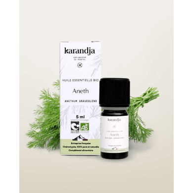 Huile essentielle ANETH Bio chémotypée, 100% pure et naturelle, Karandja laboratoire.