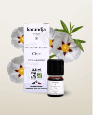 Huile essentielle CISTE Bio chémotypée, 100% pure et naturelle, Karandja laboratoire.