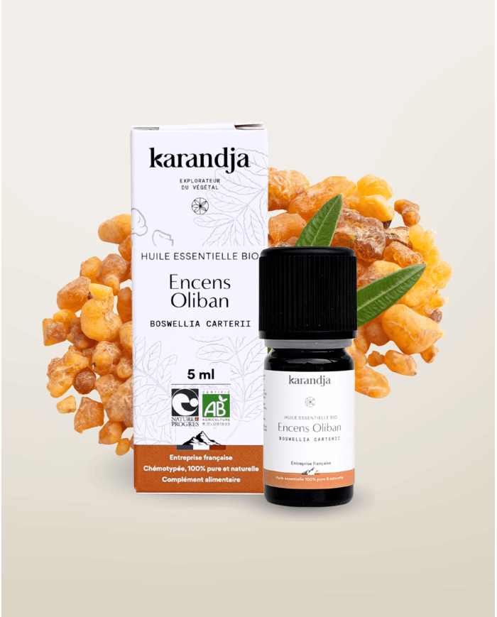 Huile essentielle ENCENS OLIBAN Bio chémotypée, 100% pure et naturelle, Karandja laboratoire.