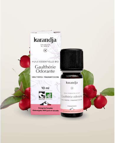 Huile essentielle GAULTHERIE ODORANTE Bio chémotypée, 100% pure et naturelle, Karandja laboratoire.