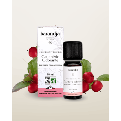 Huile essentielle GAULTHERIE ODORANTE Bio chémotypée, 100% pure et naturelle, Karandja laboratoire.