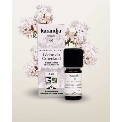 Huile essentielle LEDON DU GROENLAND Bio chémotypée, 100% pure et naturelle, Karandja laboratoire.