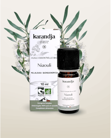 Huile essentielle NIAOULI Bio chémotypée, 100% pure et naturelle, Karandja laboratoire.