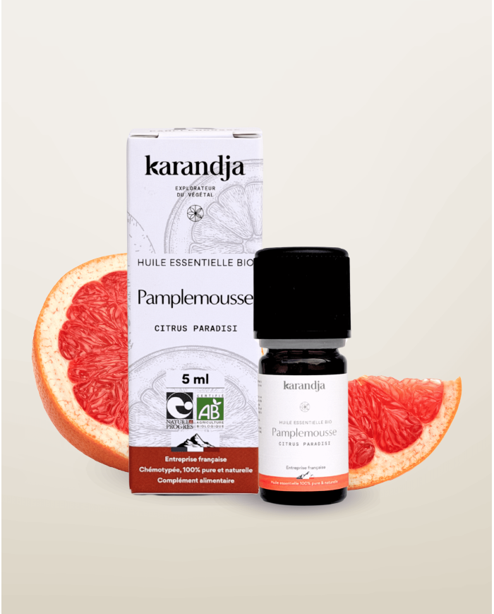 Huile essentielle PAMPLEMOUSSE Bio chémotypée, 100% pure et naturelle, Karandja laboratoire.