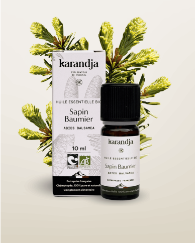 Huile essentielle SAPIN BAUMIER Bio chémotypée, 100% pure et naturelle, Karandja laboratoire.