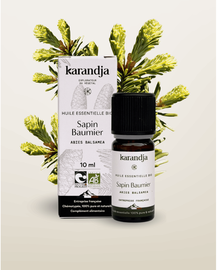 Huile essentielle SAPIN BAUMIER Bio chémotypée, 100% pure et naturelle, Karandja laboratoire.