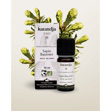 Huile essentielle SAPIN BAUMIER Bio chémotypée, 100% pure et naturelle, Karandja laboratoire.
