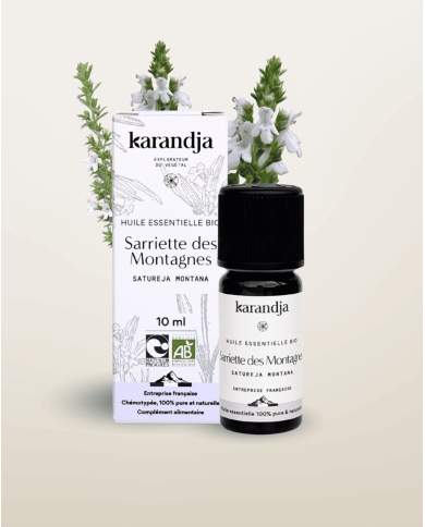 Huile essentielle SARRIETTE DES MONTAGNES Bio chémotypée, 100% pure et naturelle, Karandja laboratoire.