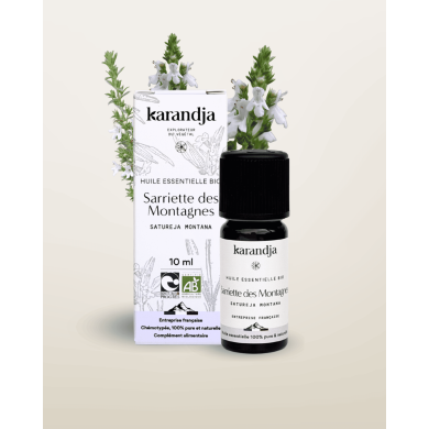 Huile essentielle SARRIETTE DES MONTAGNES Bio chémotypée, 100% pure et naturelle, Karandja laboratoire.